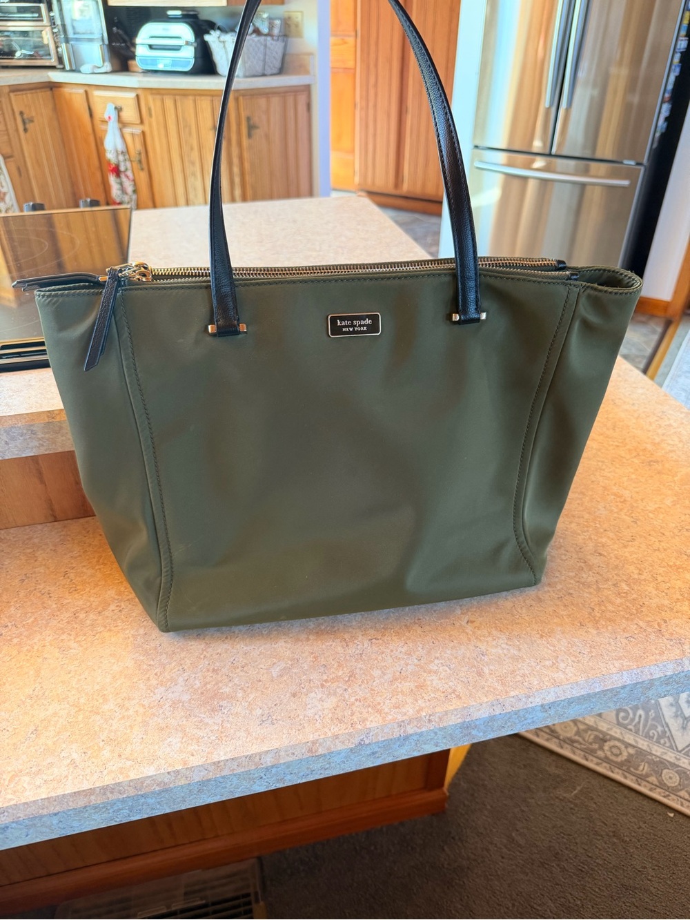 kate spade Olive Green Tote with Black Straps